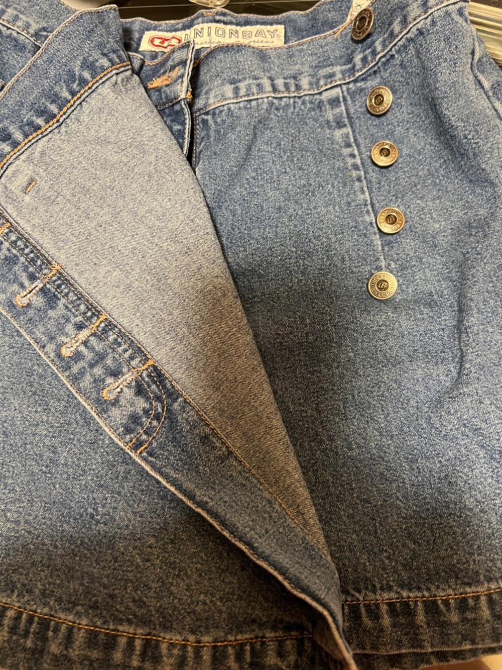 UNIONBAY Light Wash Denim Wrap Skort with Button Detail - Picture 3 of 9